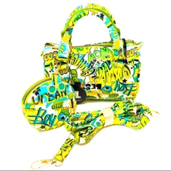 2-N-1 Graffiti Mini Handbag and Wallet - Picture 3 of 5